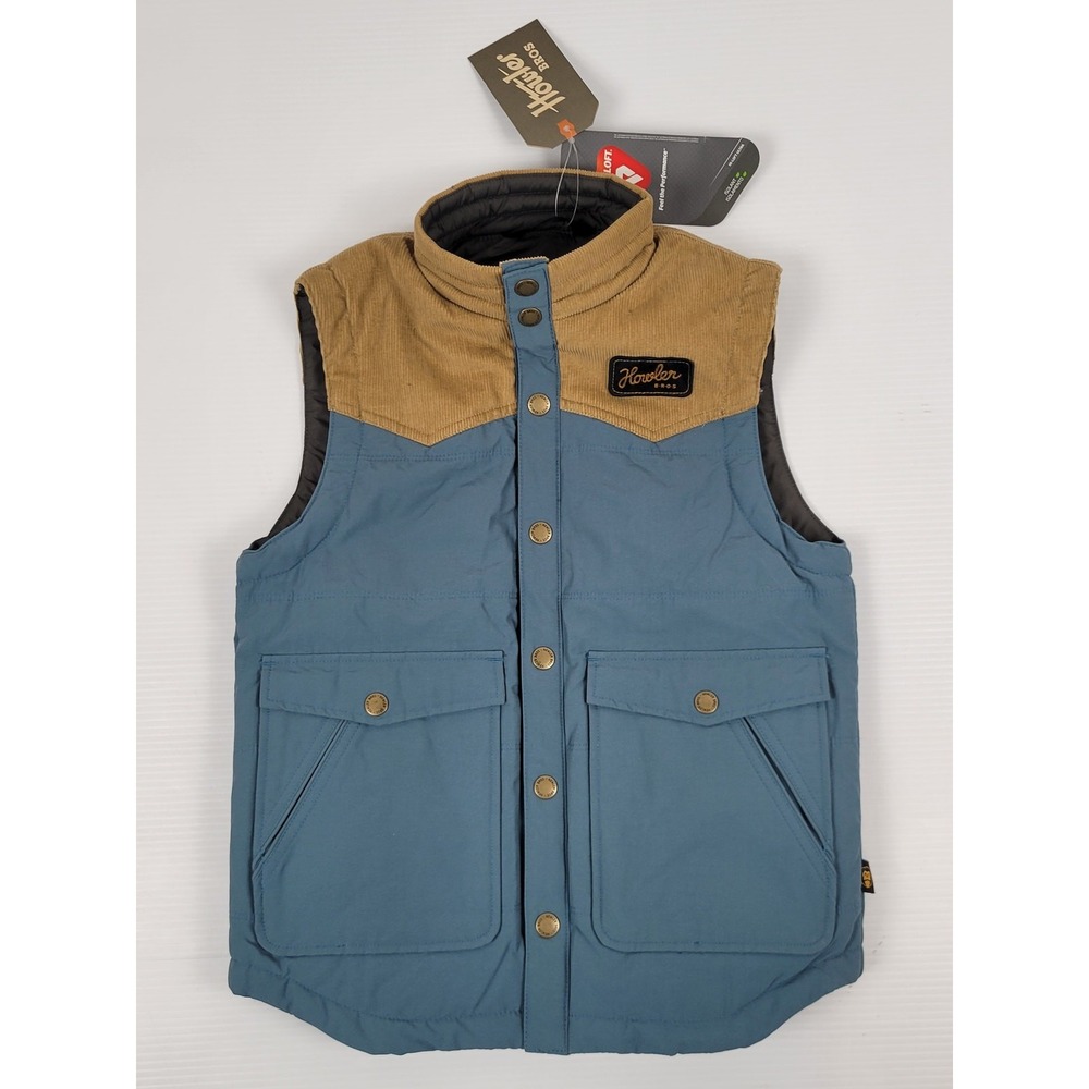 NWT Howler Bros Kid Youth Medium Rounder‎ Vest 3502 Blue British Khaki Corduroy